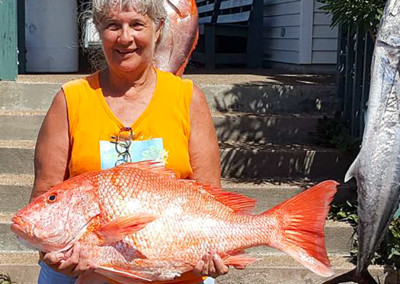 Barbara with her red snapper.